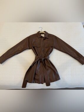 Abercrombie & Fitch Vegan Leather Brown Dress (Petite)